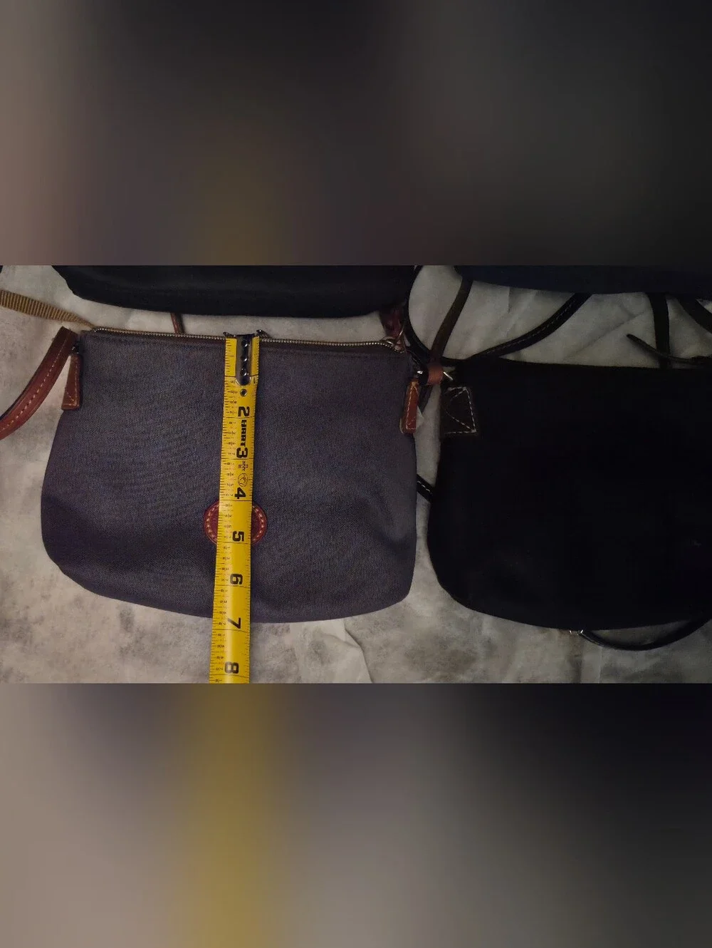 Lowest..Dooney & Bourke Navy Crossbody with Brown Leather Trim